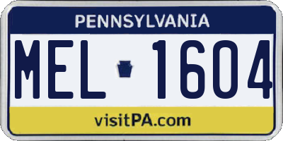 PA license plate MEL1604