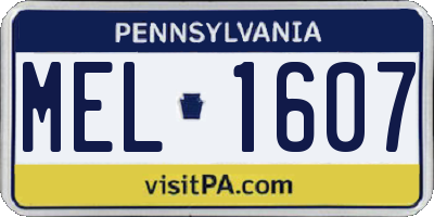 PA license plate MEL1607