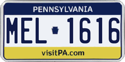 PA license plate MEL1616