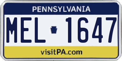 PA license plate MEL1647