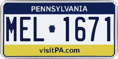 PA license plate MEL1671