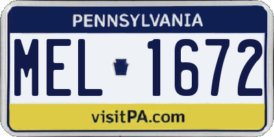 PA license plate MEL1672