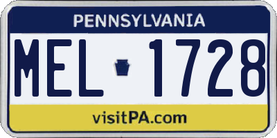 PA license plate MEL1728
