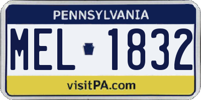 PA license plate MEL1832