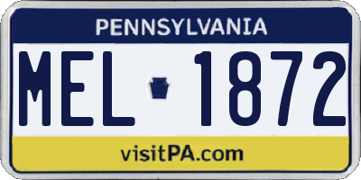 PA license plate MEL1872