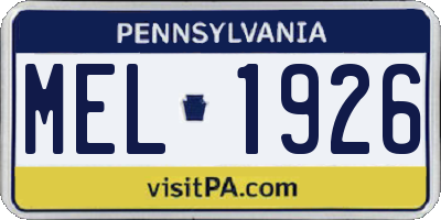 PA license plate MEL1926
