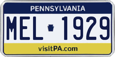 PA license plate MEL1929