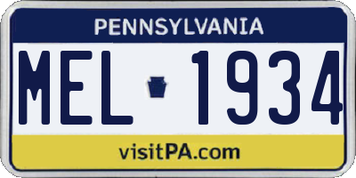PA license plate MEL1934