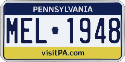 PA license plate MEL1948