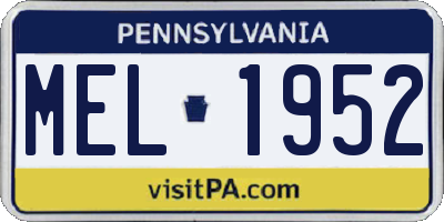PA license plate MEL1952