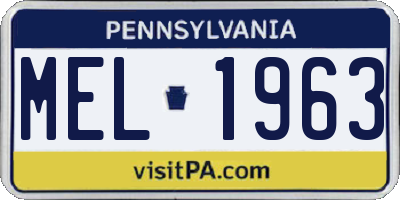 PA license plate MEL1963