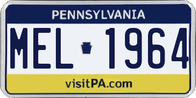 PA license plate MEL1964