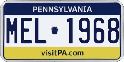 PA license plate MEL1968