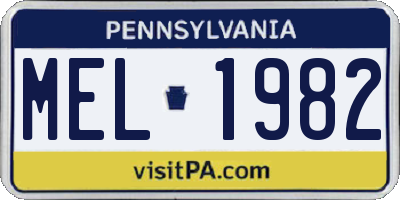 PA license plate MEL1982