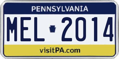 PA license plate MEL2014