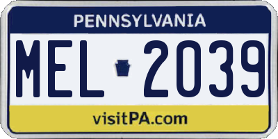 PA license plate MEL2039