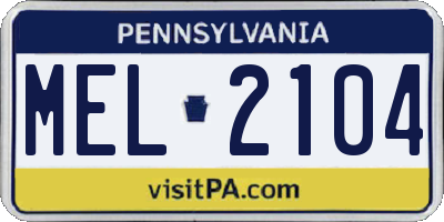 PA license plate MEL2104