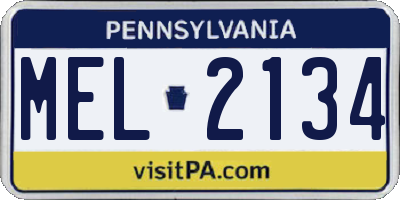 PA license plate MEL2134