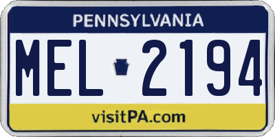 PA license plate MEL2194