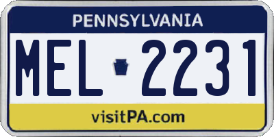 PA license plate MEL2231