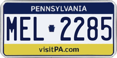 PA license plate MEL2285