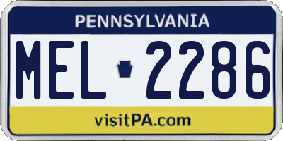 PA license plate MEL2286