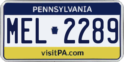 PA license plate MEL2289