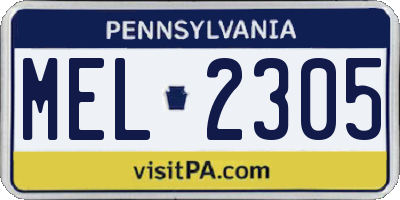 PA license plate MEL2305