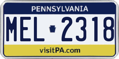 PA license plate MEL2318