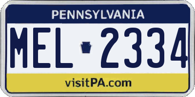 PA license plate MEL2334
