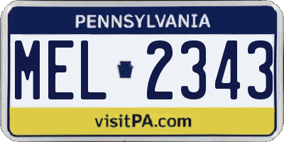 PA license plate MEL2343