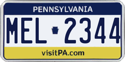 PA license plate MEL2344