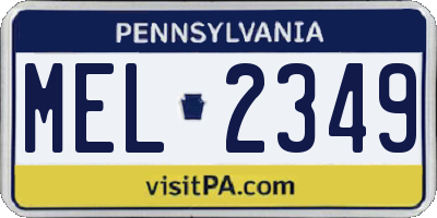 PA license plate MEL2349