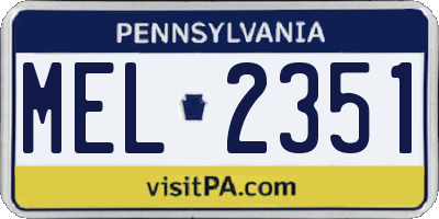 PA license plate MEL2351