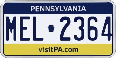 PA license plate MEL2364