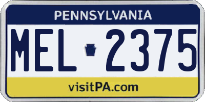 PA license plate MEL2375