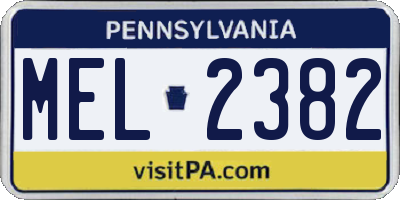 PA license plate MEL2382