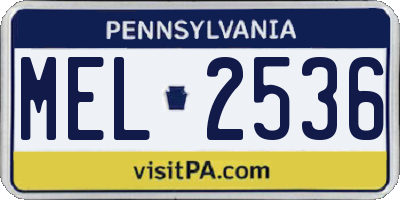 PA license plate MEL2536