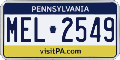 PA license plate MEL2549