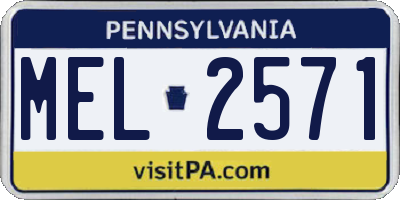 PA license plate MEL2571