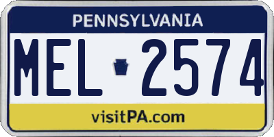 PA license plate MEL2574