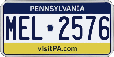 PA license plate MEL2576