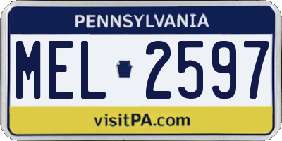 PA license plate MEL2597