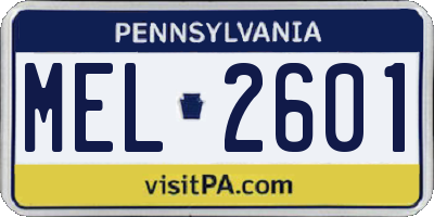 PA license plate MEL2601