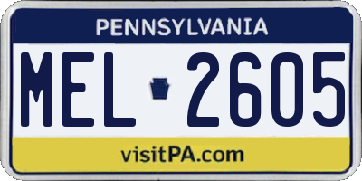 PA license plate MEL2605