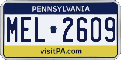 PA license plate MEL2609