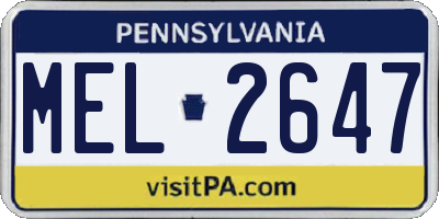 PA license plate MEL2647