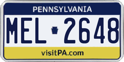 PA license plate MEL2648
