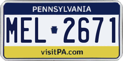 PA license plate MEL2671