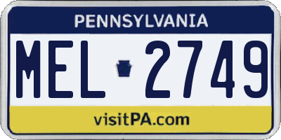 PA license plate MEL2749